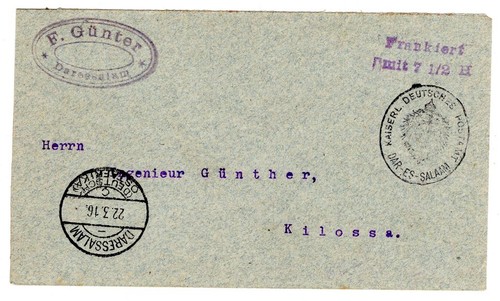DOA BARFRANKATUR DAR Es Salaam Su Lettera Aziendale F.Günter (DA0448)