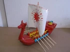 VINTAGE RENWAL RED PLASTIC VIKING SAILING OAR ROWING POWERED DRAGON SHIP 245