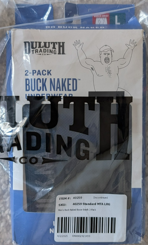 Duluth Trading Buck Naked Boxer Briefs Mens Size L (36-38) 2-Pack Blue & Black