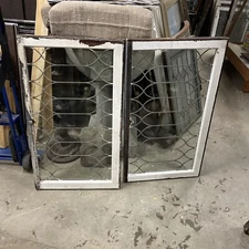 MAR 4–24 two AV price each antique leaded glass Transom Window 23.25 x 43.5￼