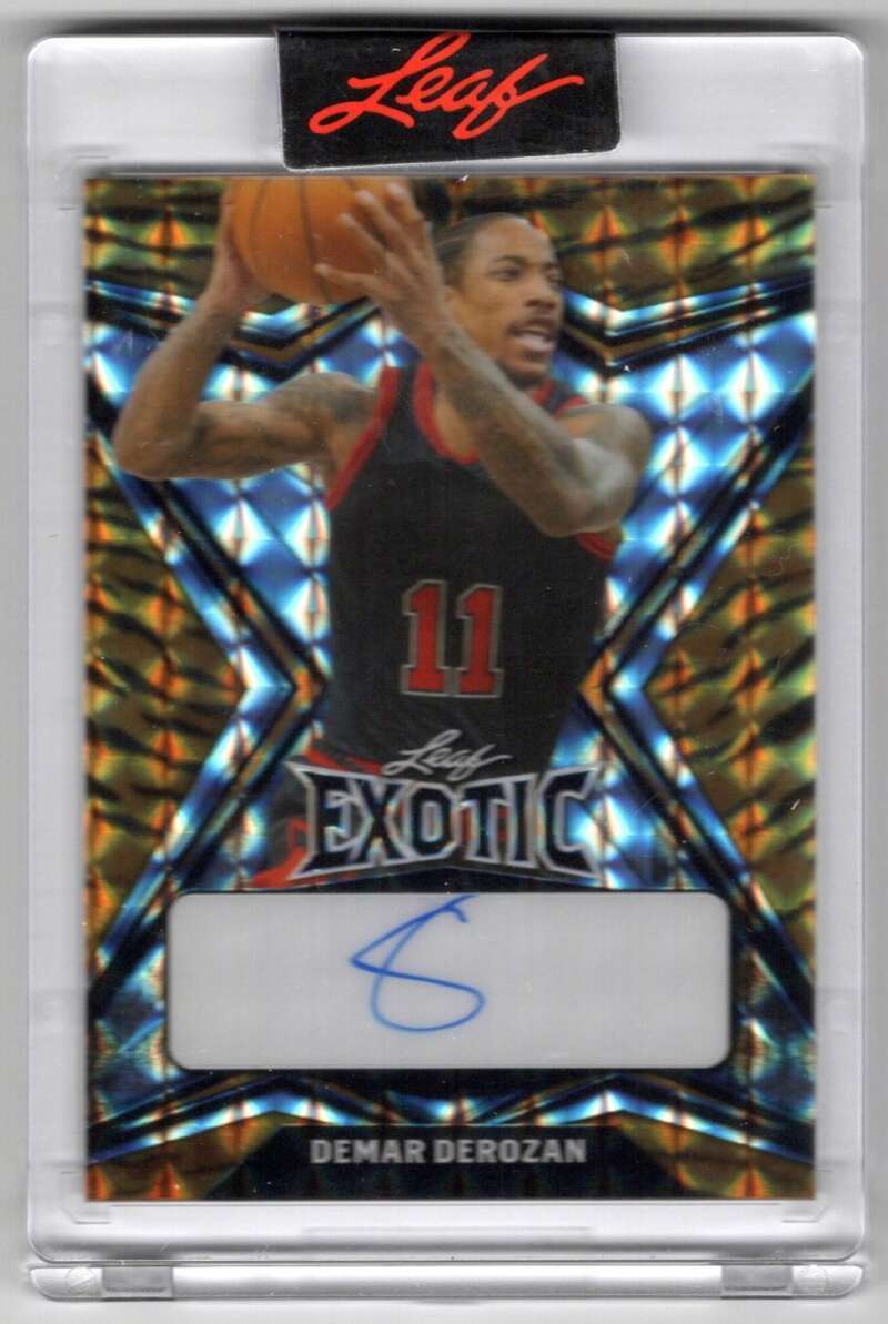 DEMAR DEROZAN AUTO 2022-23 Leaf Exotic Tiger /7 Mosaic Autographs 