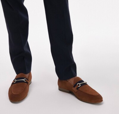 Topman Tan Real Suede Corden Trim Loafer Men display picture 2