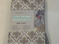 3 Pack HOUSEHOLD TRENDS Microfiber Kitchen Towel 23.6" x 15.7" Grey (Apt Shelf)