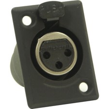 Switchcraft D3FBX 3-Pin XLR Female D Series Connector, Silver Pins/Black Finish