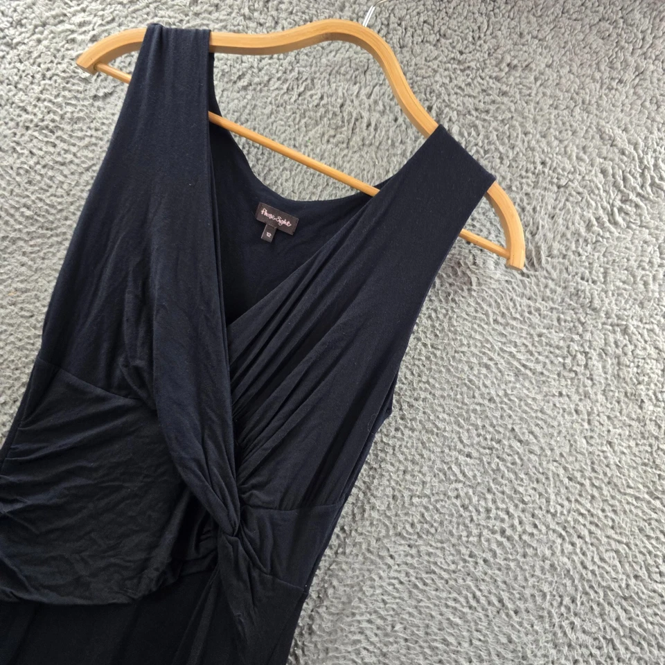 Phase Eight Womens Maxi A-line Dress Size 12 Black Stretch Knit Sleeveless - image 3 of 4