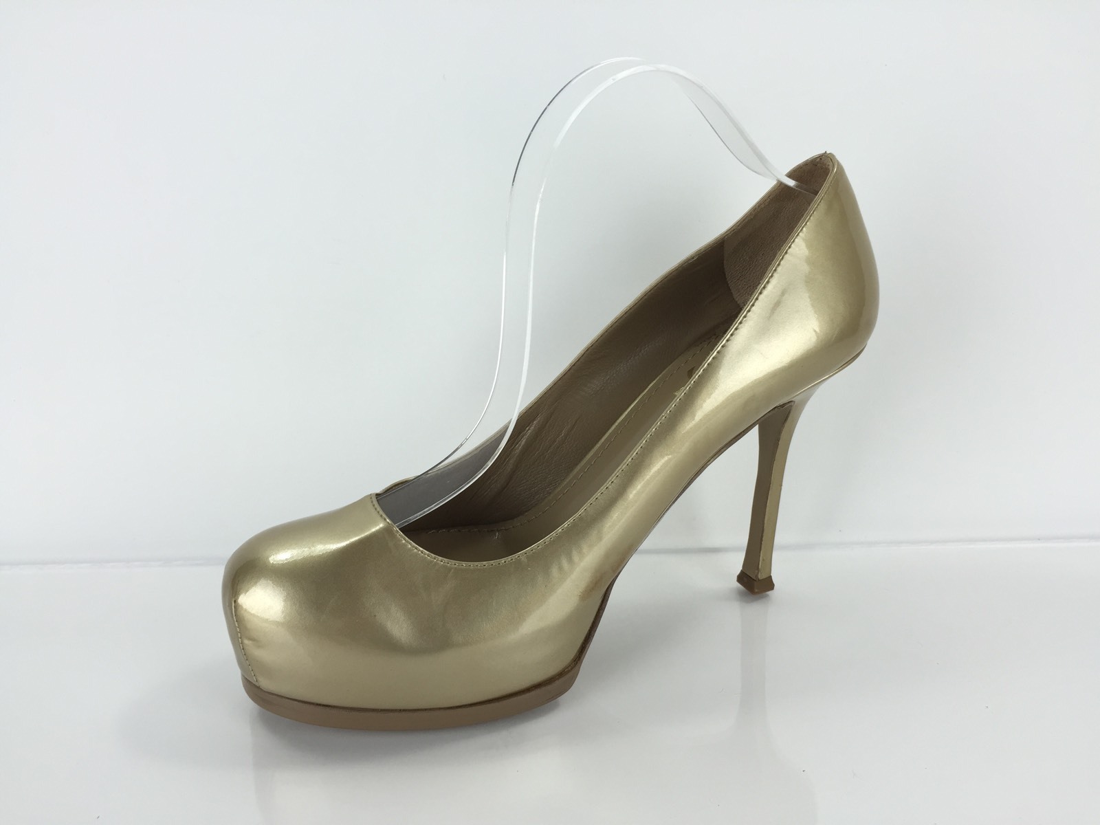 Yves Saint Laurent donna tacco pelle oro 38 5