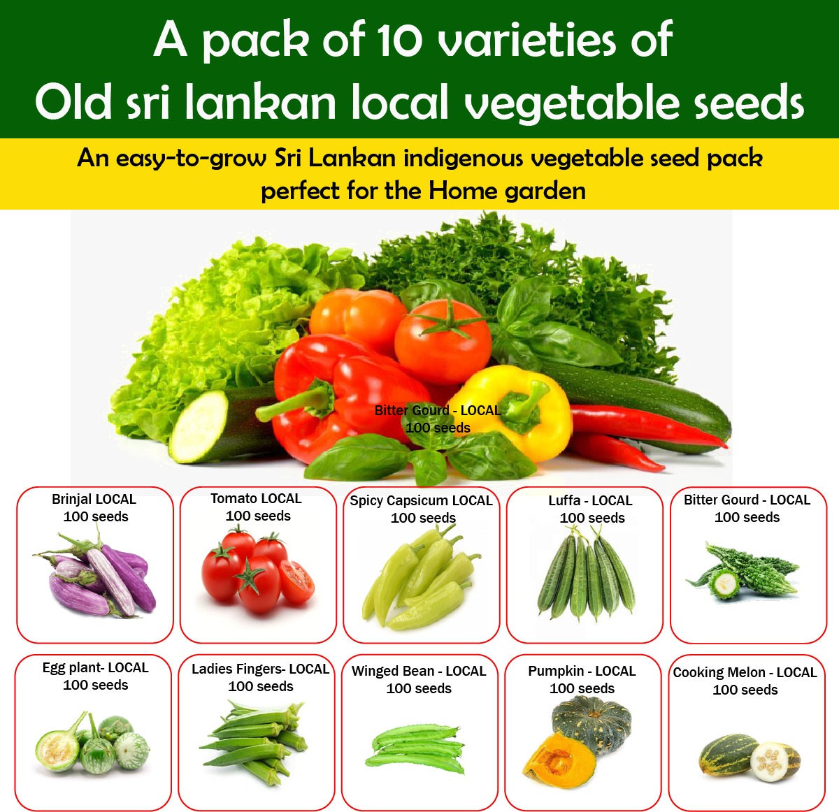 A pack of 10 varieties of vegetables Seeds for home gardening,Plants