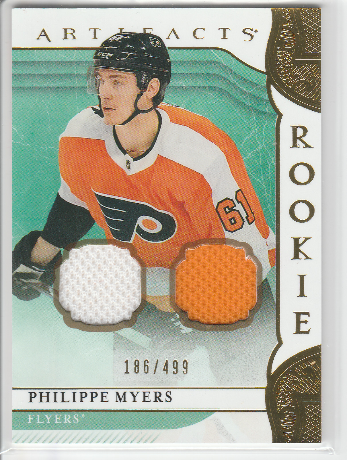 Philippe Myers 2019-20 Upper Deck Artifacts #163 Gold Materials /499 Rookie RC
