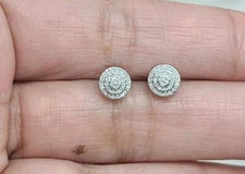 DEAL!10K Yellow Gold Genuine Natural Micro Pave Diamonds Earrings  0.15ct 6.20MM