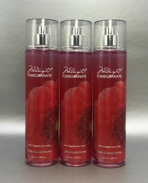 3 Piece Bath and Body Works MIDNIGHT POMEGRANATE Fine Fragrance Mist 8