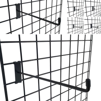 THESFS LIMITED Black Grid Mesh Hooks Single Prong Shop Display