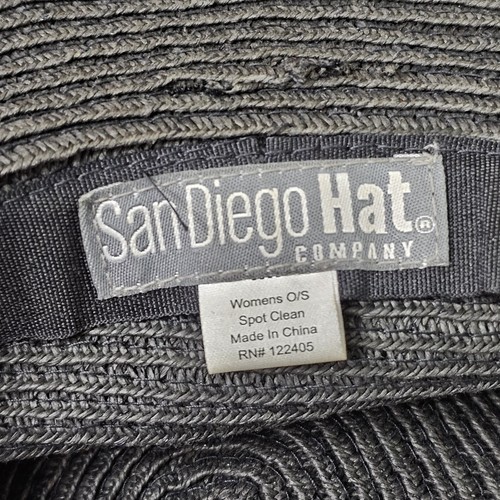 San Diego Hat Company Beach Cap Paper Polyester Straw Sun Black e4 - Picture 9 of 10