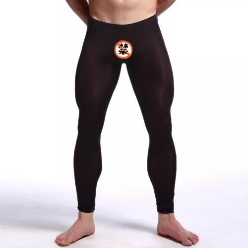 Men Sexy Ice Silk Leggings Sheer See-through Slim Tight Long Johns Trousers - Picture 21 of 33