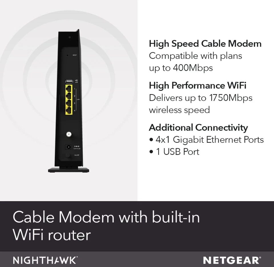 NETGEAR AC1750 WiFi Cable Modem Router C6300 - Xfinity, Spectrum, Cox - Image 2 of 4