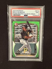 2023 Bowman Braylon Bishop 1st Neon Green /399 BP-90 PSA 9