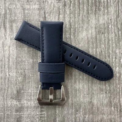 Pour OFFICINE PANERAI 24mm D'Aile PAM Montres Bracelet En Cuir Bleu - Photo 1/4