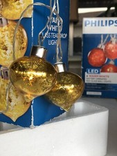 Vintage Xmas Glass Gold Teardrop & Red Ball L...