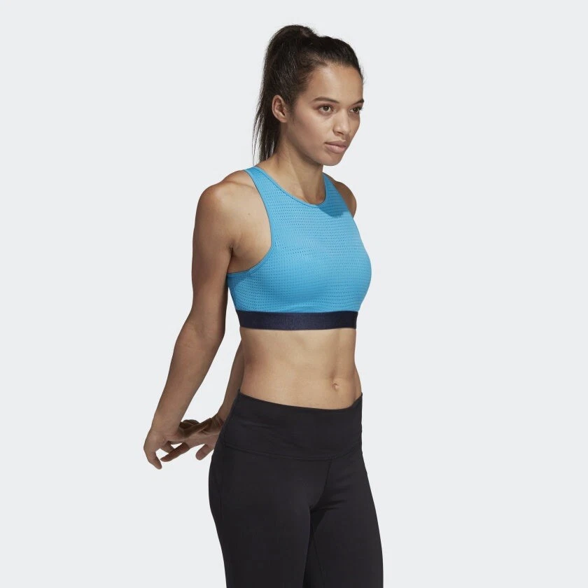 Quejar arpón monitor ADIDAS HALTER BRA 2.0, BLUE (SHOCK CYAN) SIZE SMALL (DU1281) MSRP $45.00  NEW. | eBay