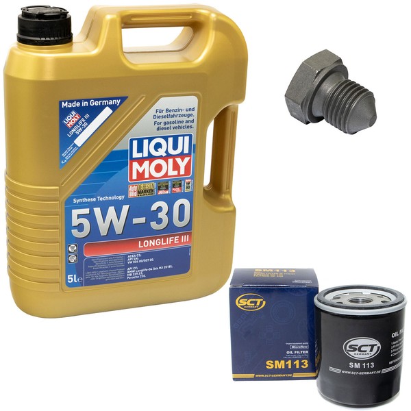 MotoröL Set 5W-30 5 Liter + ÖLfilter SM 113 + Schraube FüR Skoda Rapid 1.4 Tdi-image