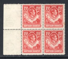 M17871 Northern Rhodesia/Zambia 1938 SG29 - 1½d carmine block of 4 (toned perf)
