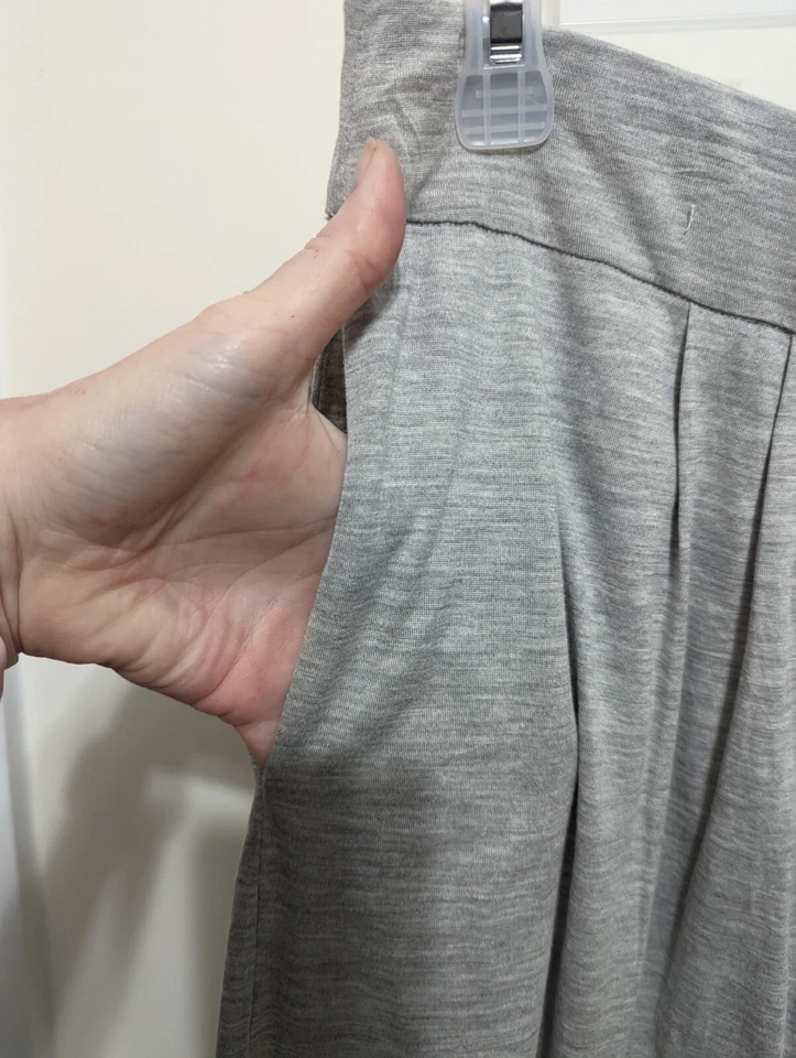 Falda Eileen Fisher Gris Seda Algodón/Seda Sin Dobladillo Forrada Hasta la Rodilla Bolsillos L Foto 4 de 4