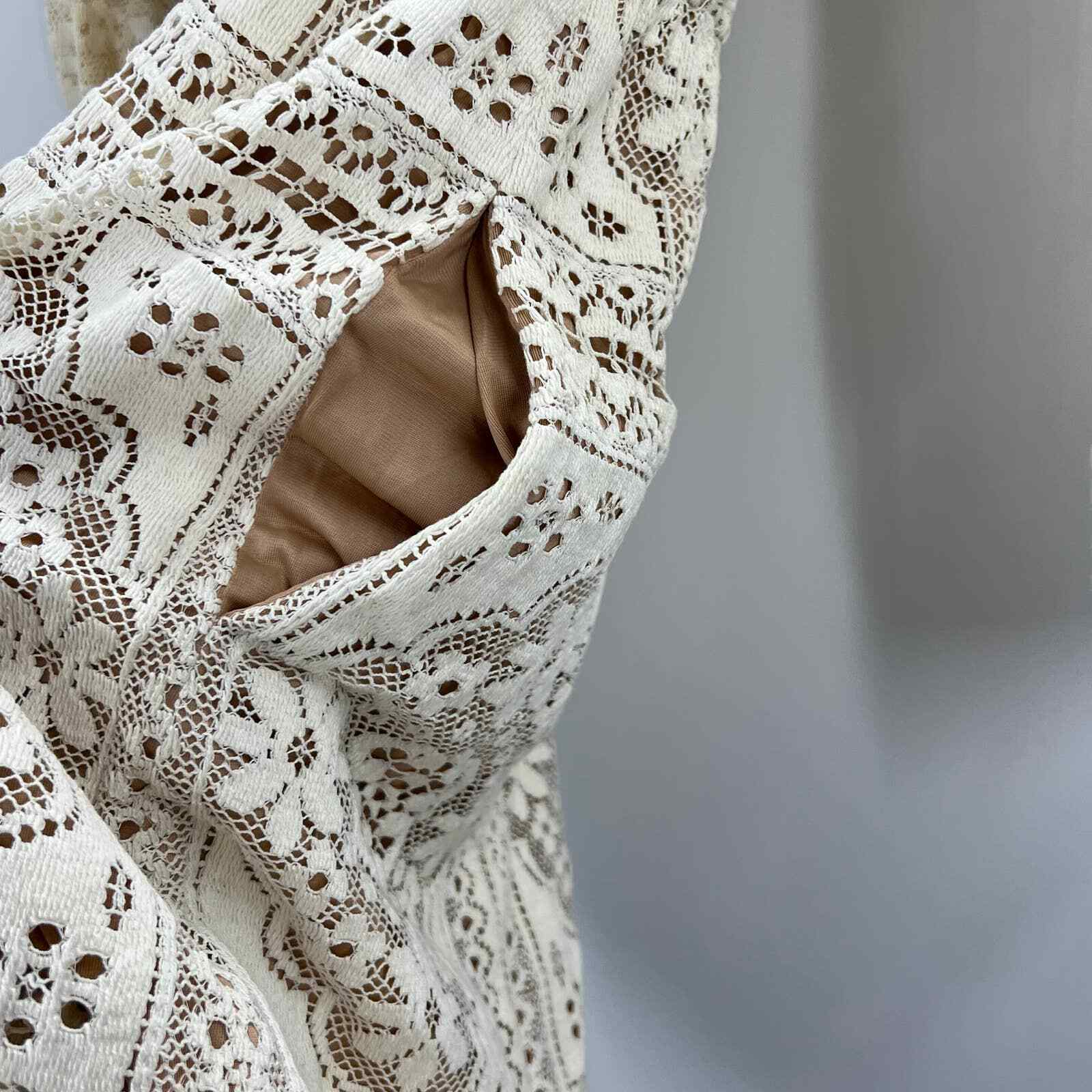 Vintage Eva Gabor Estevez Cream Lace Nude Lining Cott… Gem