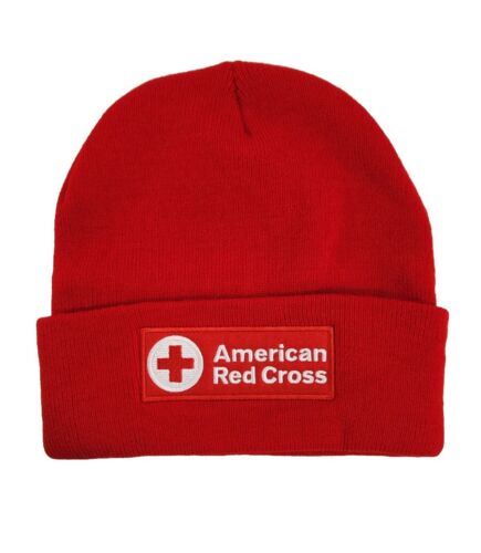 Amerykański Czerwony Krzyż Darowizna Zimowa Czerwona Dzianinowa Czapka Czapka Jeden rozmiar - Zdjęcie 1 z 5