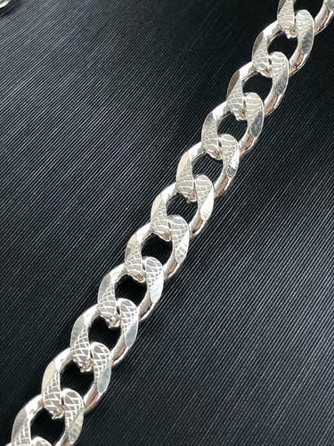 925 Solid Sterling Silver 6mm Men's Diamond Cut Curb Chain Necklace 20" 22" 24" - Picture 2 of 7