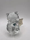 Fenton Glass Crystal Bear Figurine Blue Zircon Heart December Birthstone Vintage