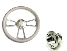 EZ-GO Polaris Ranger 14" Billet & Gray Steering Wheel Includes Horn & Adapter 