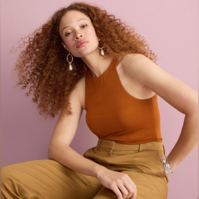 #ad J.Crew FormKnit high neck cutaway tank top Burnished Pecan Brown Size M NWT $24.99