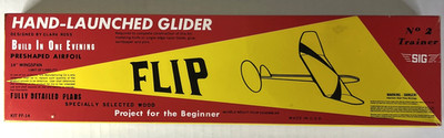Vintage Sig FLIP Hand launched glider kit FF-14 Made in USA 12'' wing span
