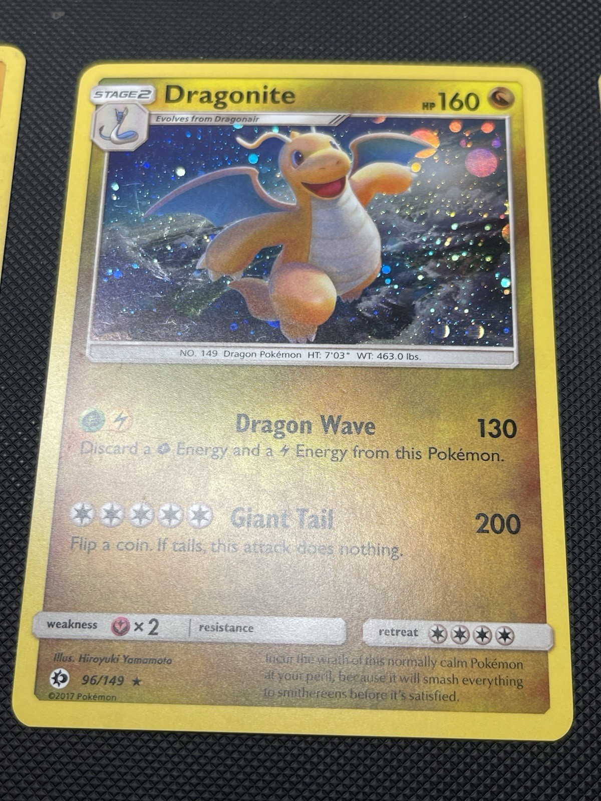 POKEMON DRAGONITE 96/149 RARE COSMOS HOLOFOIL SUN & MOON NM CARD