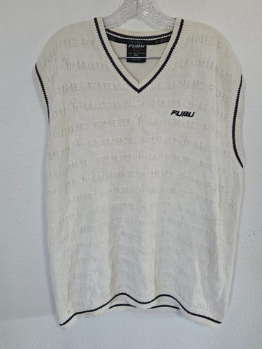 Vintage FUBU Cable Knit Sweater Vest Mens Sz XXL