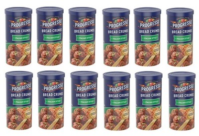12 Cans Progresso Italian Style Bread Crumbs 15 oz  Savory Herb, Crispy Breading