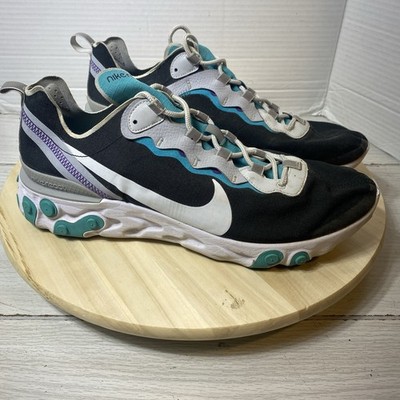 Nike React Element 55 SE Shoes Mens 11.5 Black Pure Platinum Wolf Grey Sneakers