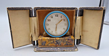 Stunning Cased Art Deco Cased Enamel Travel Clock with Onyx Base