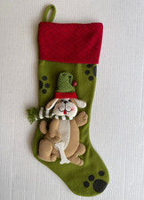 Pet Dog Christmas Stocking 3D Plush Dog Applique Design Holiday 20" Length