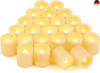 CANDLE IDEA 24 Stück 3,8 x 4,6 cm warmweiße batteriebetriebene flackernde L