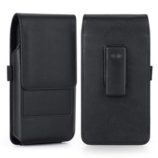 Leather Clip Pouch Case Cover Phone Holder Black