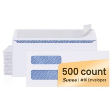 SUNEE Envelopes Self Seal &ndash; #10 Double Window 4-1/8 X 9-1/2, White