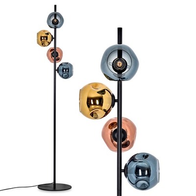 HOFSTEIN Villamare Stehlampe Metall/Glas in Schwarz/Blau/Gold/Kupfer Stehleuchte