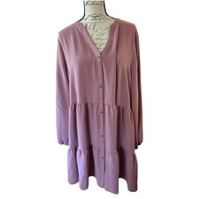 Nine West Dusty Pink Long Sleeve Babydoll Dress Size XL