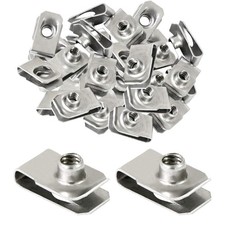 40 Packs 1/4" - 20 Stainless Steel Regular Extruded U Nuts, U Style Clip-on Nut