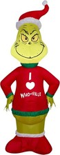 Christmas Inflatable Grinch In Who Ville Sweater,4 Ft Tall,multi