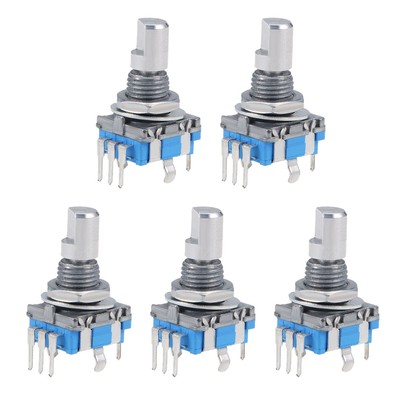 360 Degree Rotary Encoder Potentiometer 7 Pins 15mm D-Shaft 5PCS