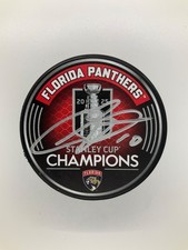 FLORIDA PANTHERS A.J. GREER SIGNED 25’ SC CHAMPIONS PUCK JSA WITNESS COA