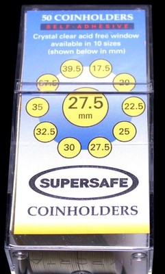 27.5mm Supersafe Self Adhesive 2x2 Flips for US Small Dollar 50 Flips / Box