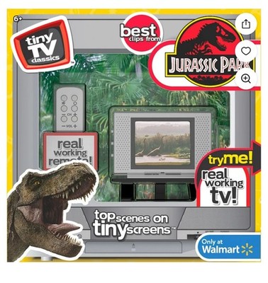 Basic Fun Tiny TV Classics Jurassic Park Mini TV w/ Remote – New