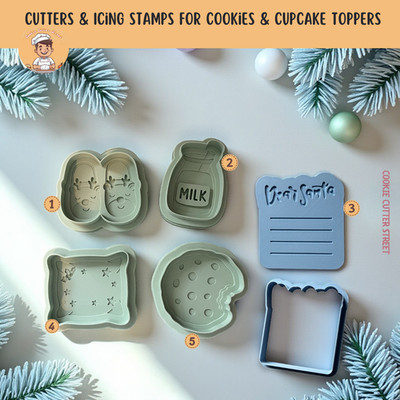 DEBOSSERS Weihnachtsplätzchen & Milch für Weihnachtsmann Buchstaben Ausstecher Glasur Stempel
